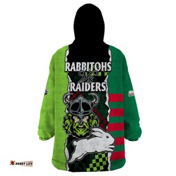 nrl combine rabbitohs and raiders wearable blanket hoodie sporty style
