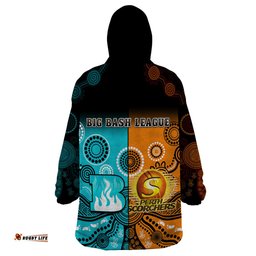 perth scorchers and brisbane heat cricket wearable blanket hoodie aboriginal art