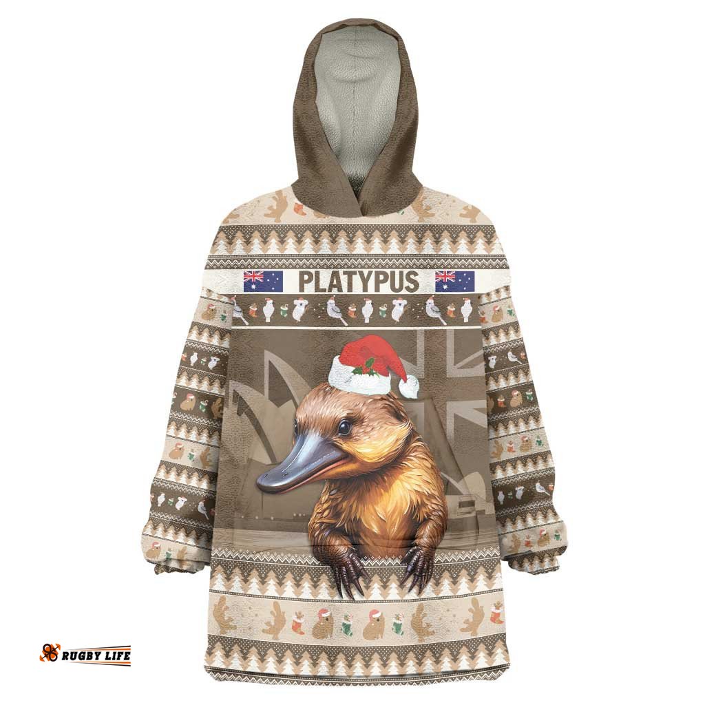 aussie platypus wearable blanket hoodie merry christmas