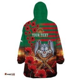 personalised rabbitohs rugby anzac wearable blanket hoodie starry night and field of poppies