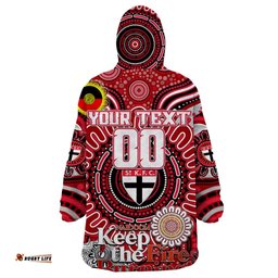 custom st kilda saints naidoc week 2024 wearable blanket hoodie mascot football dt02