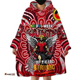 custom st kilda saints naidoc week 2024 wearable blanket hoodie mascot football dt02