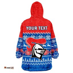 custom personalised knights rugby wearable blanket hoodie indigenous newcastle merry christmas