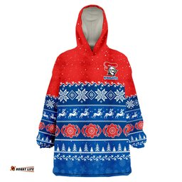 custom personalised knights rugby wearable blanket hoodie indigenous newcastle merry christmas