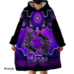 personalised australia pisces platypus zodiac wearable blanket hoodie auz astrology aboriginal purple