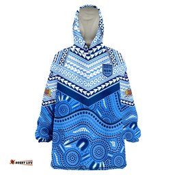 custom text and number nsw blues aboriginal and polynesia admirable wearable blanket hoodie