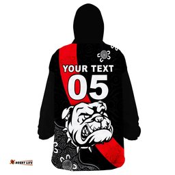 custom text and number west football club the bloods alice springs wearable blanket hoodie