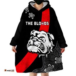custom text and number west football club the bloods alice springs wearable blanket hoodie