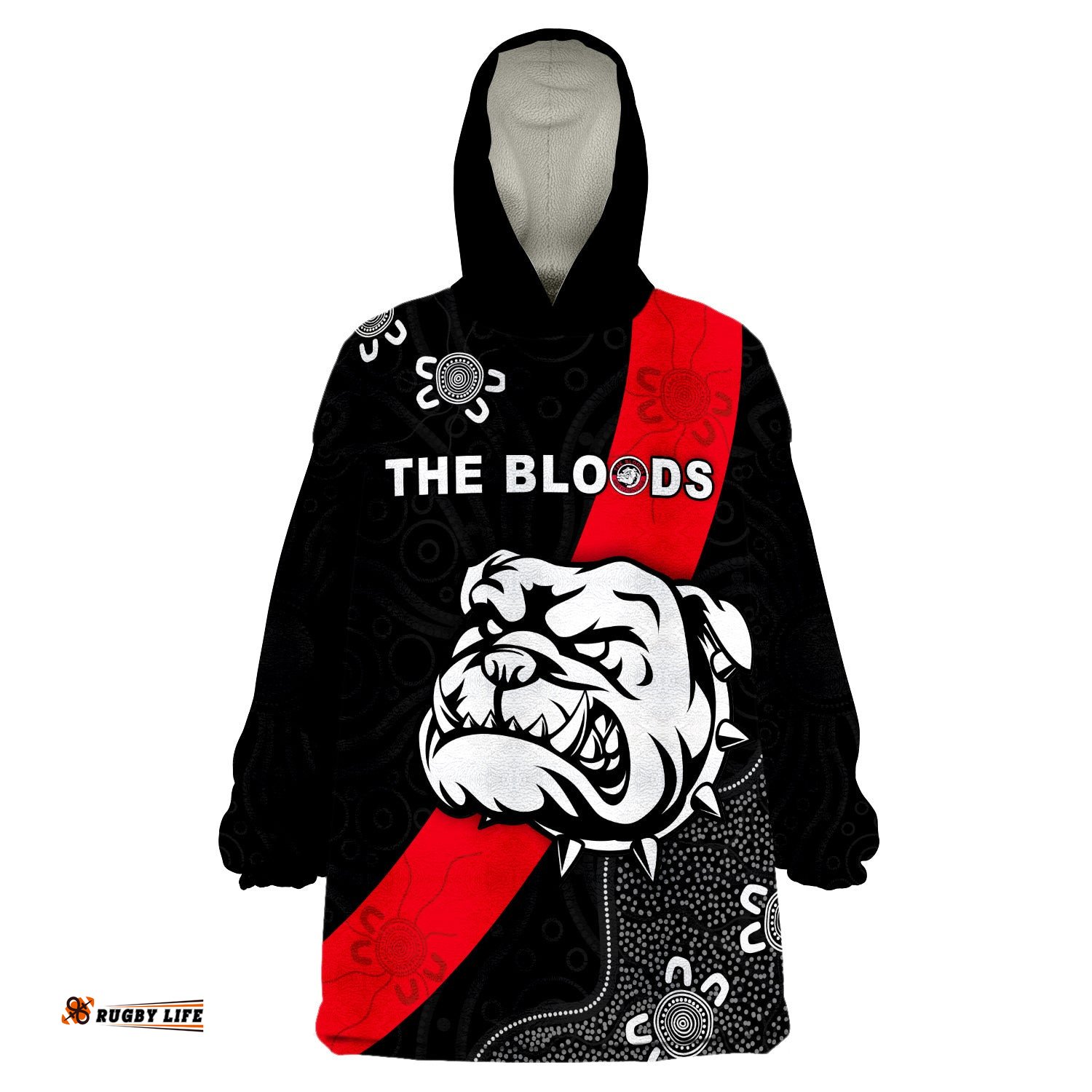 custom text and number west football club the bloods alice springs wearable blanket hoodie