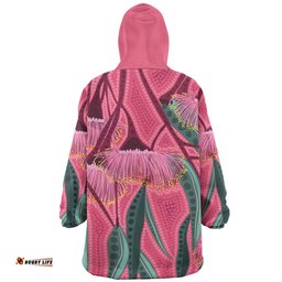 Australia Flowers Aboriginal Snug Hoodie - Aboriginal Dot Art Of Australian Native Eucalyptus Tree Branch Snug Hoodie