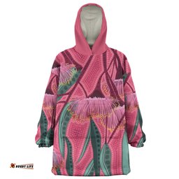 Australia Flowers Aboriginal Snug Hoodie - Aboriginal Dot Art Of Australian Native Eucalyptus Tree Branch Snug Hoodie