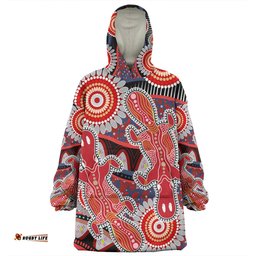 Australia Platypus Aboriginal Snug Hoodie - Red Platypus With Aboriginal Art Dot Painting Patterns Inspired Snug Hoodie