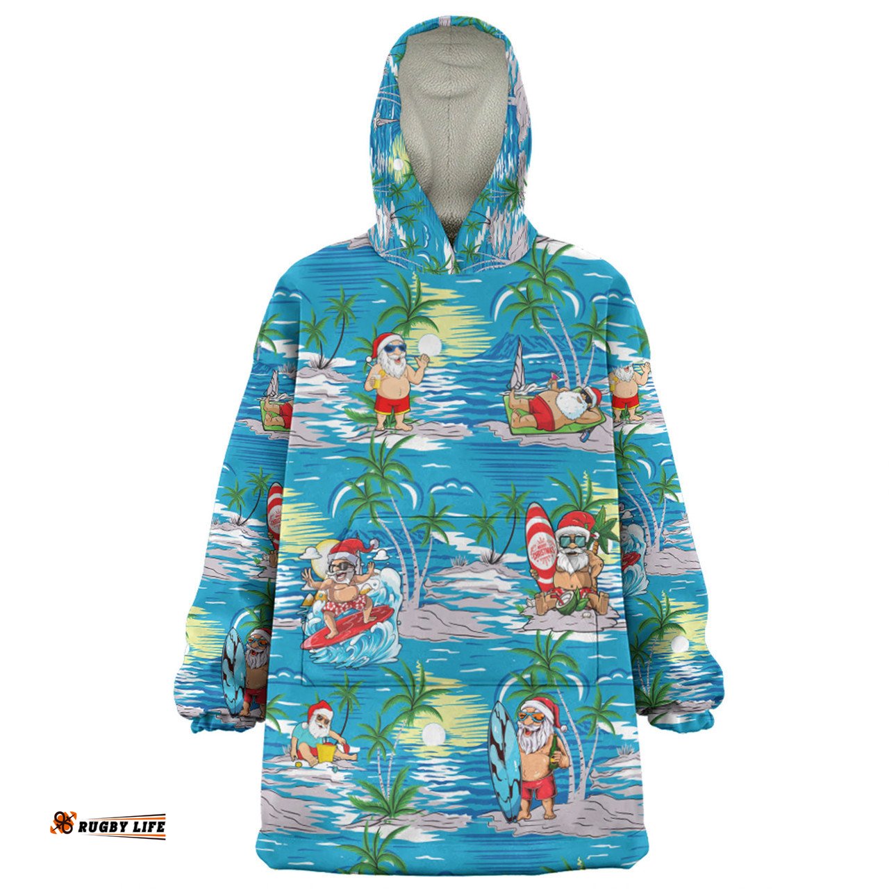 Australia Surfing Christmas Snug Hoodie - Tropical Santa Surfing Funny Snug Hoodie