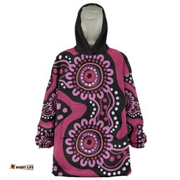 Australia Dot Painting Inspired Aboriginal Snug Hoodie - Pink Flowers Aboriginal Dot Art Snug Hoodie