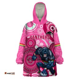 custom nrl panthers wearable blanket hoodie indigenous penrith dynamic pink version