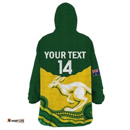custom australia hockeyroos wearable blanket hoodie aussie kangaroo indigenous art