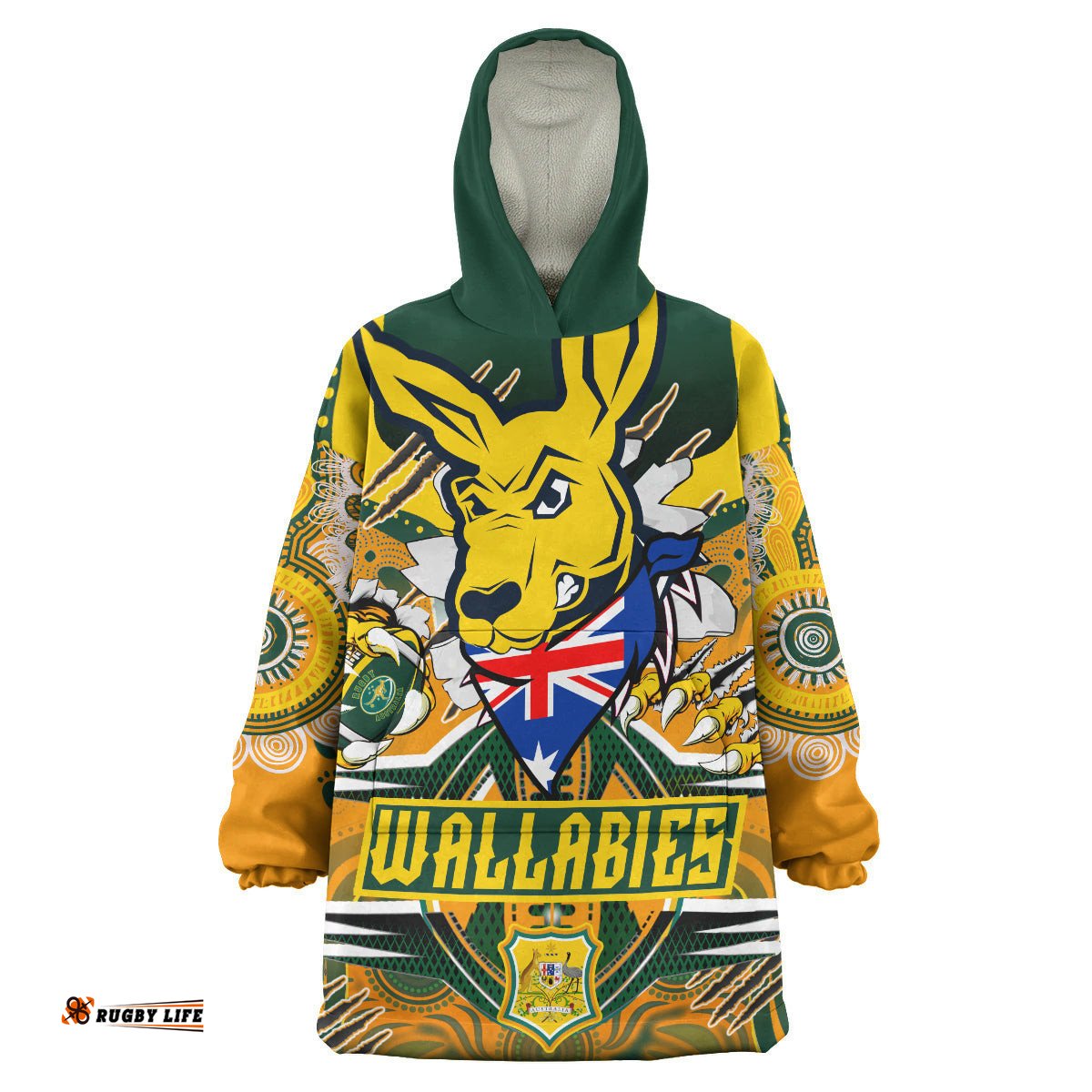 wallabies rugby aboriginal snug hoodie custom super indigenous wallabies championship scratch style oodie blanket