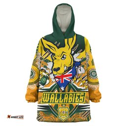 wallabies rugby aboriginal snug hoodie custom super indigenous wallabies championship scratch style oodie blanket