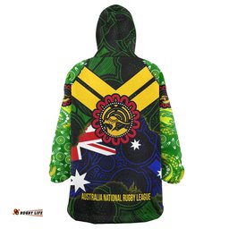 kangaroos rugby snug hoodie custom kangaroo national rugby league indigenous dreamtime oodie blanket
