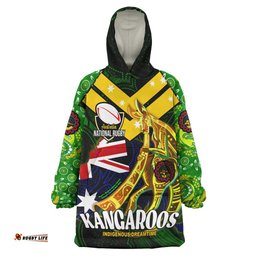kangaroos rugby snug hoodie custom kangaroo national rugby league indigenous dreamtime oodie blanket