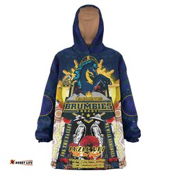 brumbies rugby custom snug hoodie remembrance canberra act brumbies with indigenous patterns and poppy flowers oodie blanket
