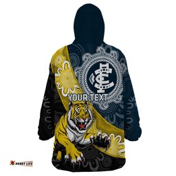 personalised richmond and carlton football wearable blanket hoodie tigers bluestogether aboriginal art