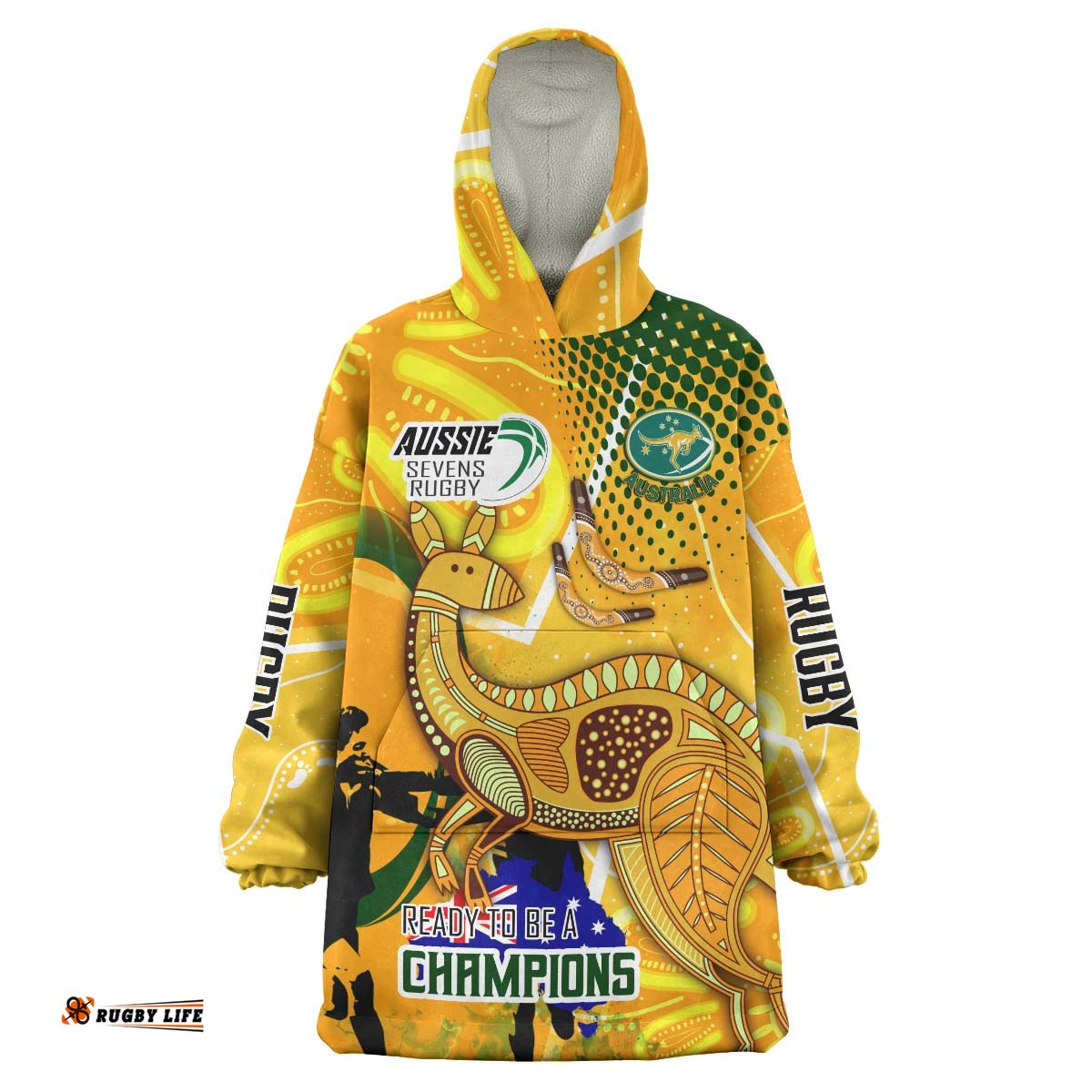 australia national rugby sevens team snug hoodie custom autralia 7s team with aboriginal player and number oodie blanket