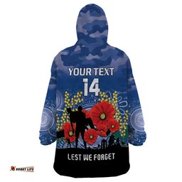 custom bulldogs football anzac wearable blanket hoodie gallipoli camouflage with poppies