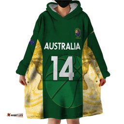 custom australia basketball wearable blanket hoodie go champions aussie opals national color