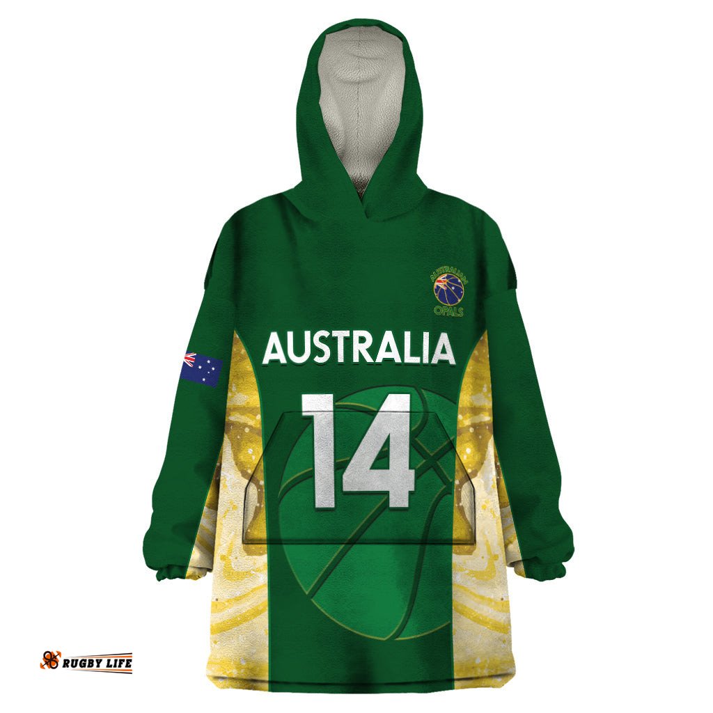 custom australia basketball wearable blanket hoodie go champions aussie opals national color
