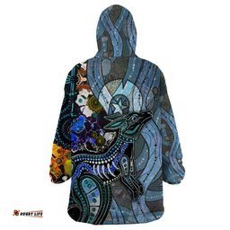 kangaroo aboriginal pattern dot art wearable blanket hoodie ts04