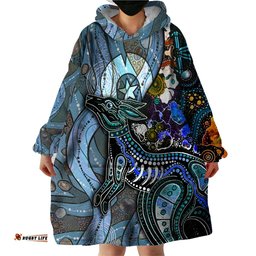 kangaroo aboriginal pattern dot art wearable blanket hoodie ts04