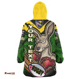 kangaroos rugby snug hoodie custom kangaroo rugby league sport style aboriginal culture personalised player and number oodie blanket