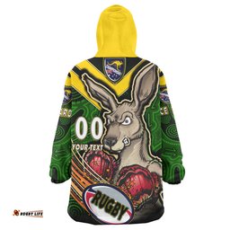 kangaroos rugby snug hoodie custom kangaroo rugby league sport style aboriginal culture personalised player and number oodie blanket
