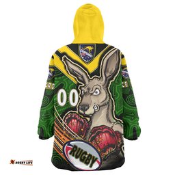 kangaroos rugby snug hoodie custom kangaroo rugby league sport style aboriginal culture personalised player and number oodie blanket