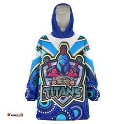 Titans Rugby Snug Hoodie - Custom Titans Rugby Aboriginal Inspired Style Pattern Oodie Blanket
