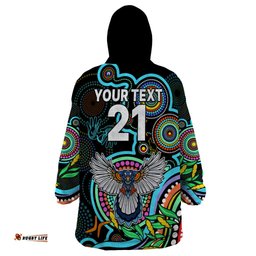 custom magpies football aboriginal art wearable blanket hoodie naidoc indigenous tribal