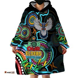 custom magpies football aboriginal art wearable blanket hoodie naidoc indigenous tribal