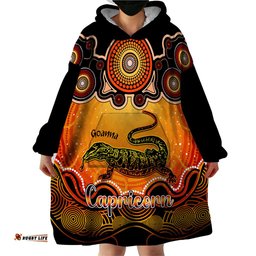 personalised australia capricorn goanna zodiac wearable blanket hoodie auz astrology aboriginal red