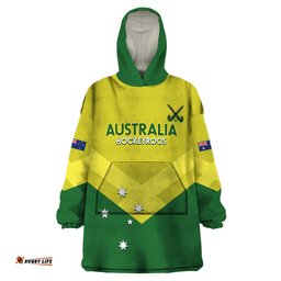 custom australia field hockey wearable blanket hoodie go champions hockeyroos national color