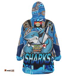 sharks rugby snug hoodie custom sharks rugby ball with aboriginal culture and naidoc week get up stand up show up oodie blanket