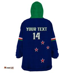personalised warriors rugby wearable blanket hoodie new zealand sporty blue style