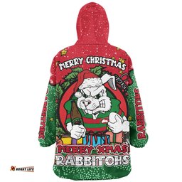 South Sydney Rabbitohs Custom Snug Hoodie - Merry Christmas Our Beloved Team With Aboriginal Dot Art Pattern Snug Hoodie