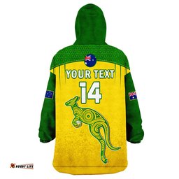 custom text and number australia soccer wearable blanket hoodie socceroos dots kangaroo simple style