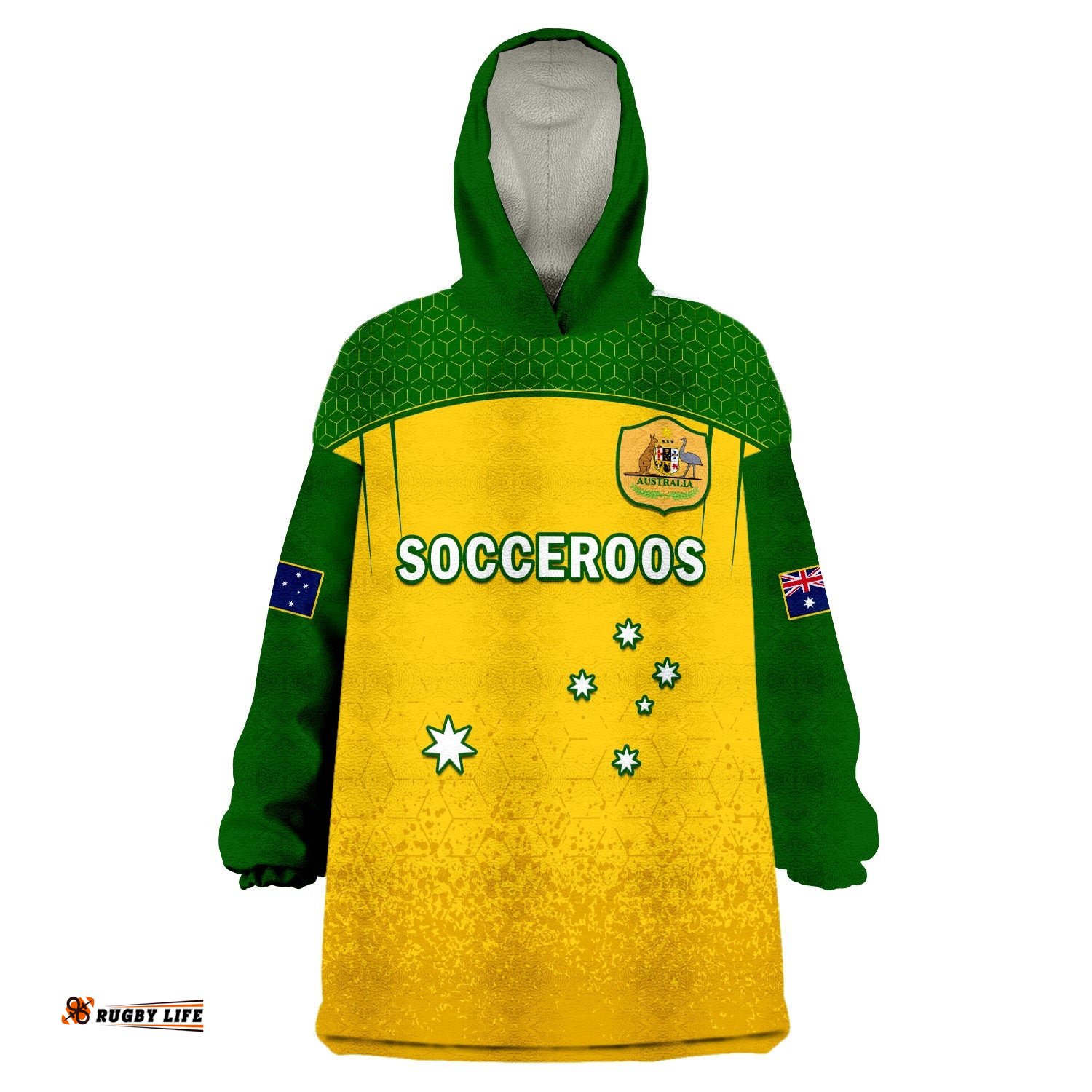 custom text and number australia soccer wearable blanket hoodie socceroos dots kangaroo simple style