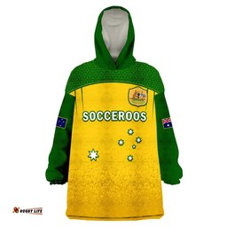 custom text and number australia soccer wearable blanket hoodie socceroos dots kangaroo simple style
