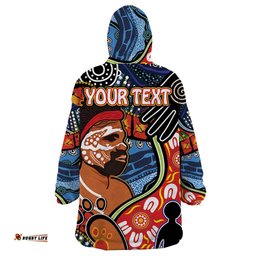 dad and son footprint fathers day personalised wearable blanket hoodie australian aboriginal art