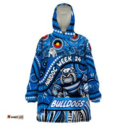 custom australia naidoc week 2024 wearable blanket hoodie bulldogs mascot keep the fire burning dt02