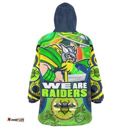 raiders rugby snug hoodie custom we are raiders mascot with aboriginal art oodie blanket