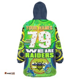 raiders rugby snug hoodie custom we are raiders mascot with aboriginal art oodie blanket